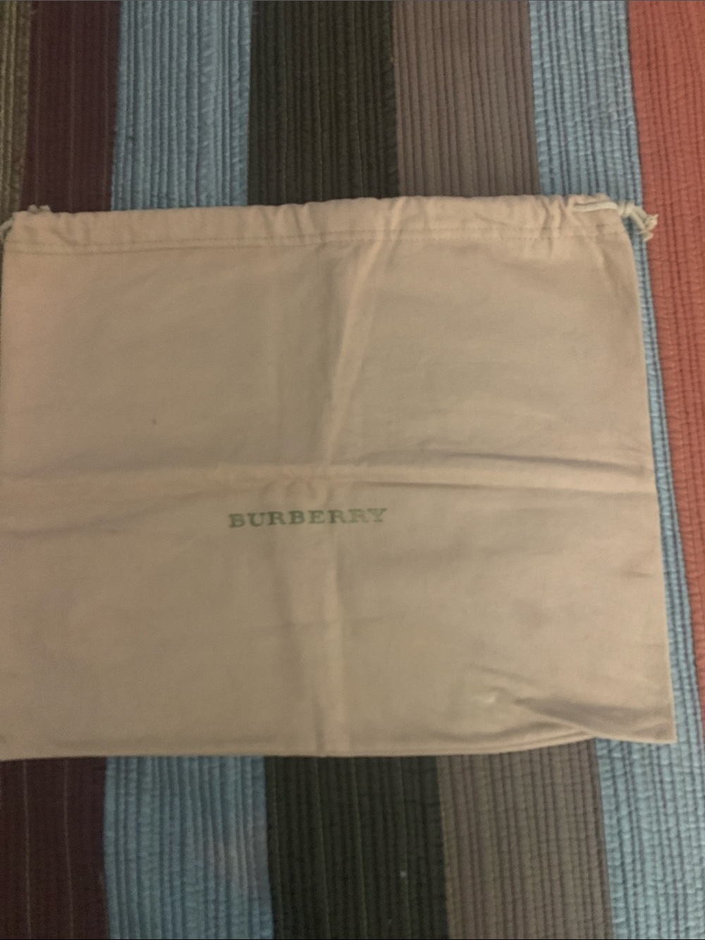 Burberry Cream Canvas Drawstring Bag with Gold Logo
